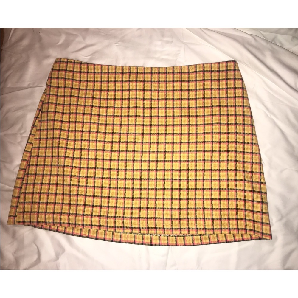 Urban Outfitters Pink/yellow plaid mini skirt